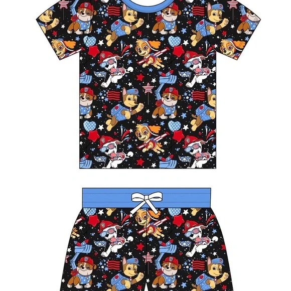 New Scottie Belle Bamboo Paw Patrol Patriotic Shorts & T-Shirt Lounge Set 12-18m - Picture 6 of 16